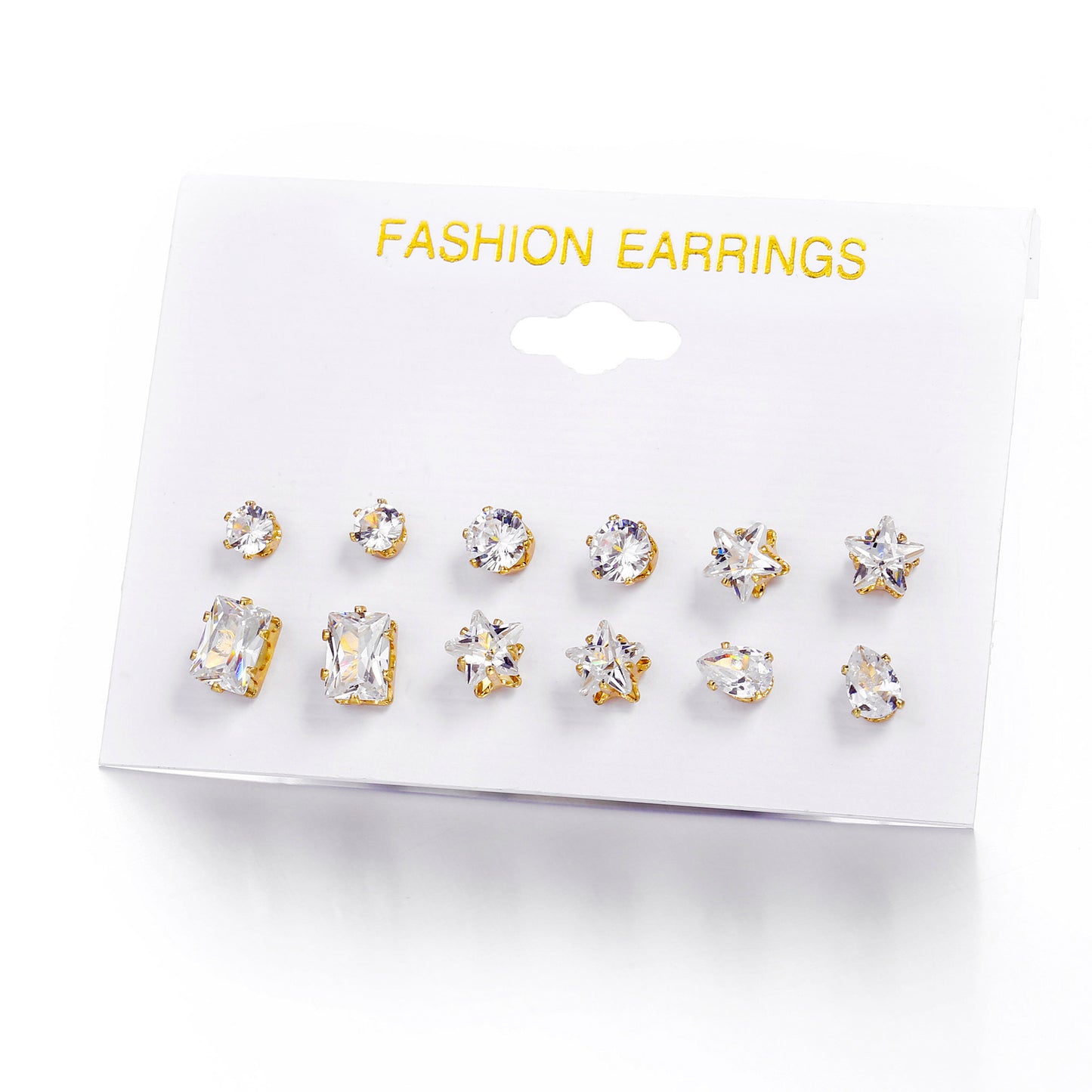 Fashion Geometric Zircon Alloy Earrings Set - 6 Pairs