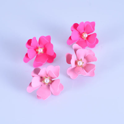 Floral Alloy Plated Pearl Drop Earrings