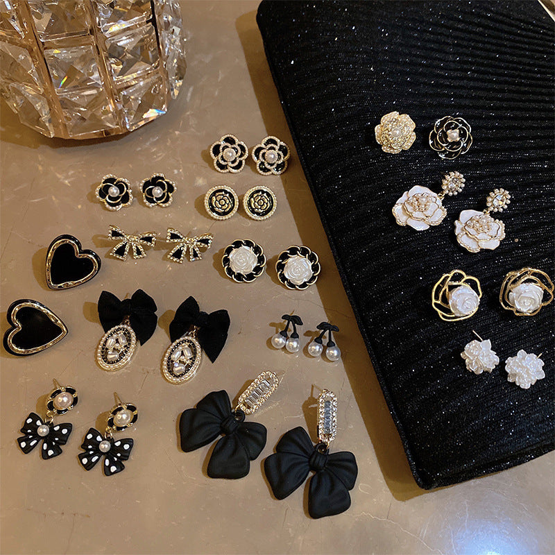 Fashion Crystal Flower Tassel Drop Earrings for Women