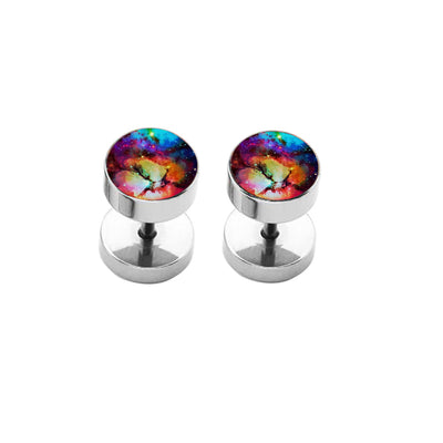 Fashion Stainless Steel Round Barbell Stud Earrings