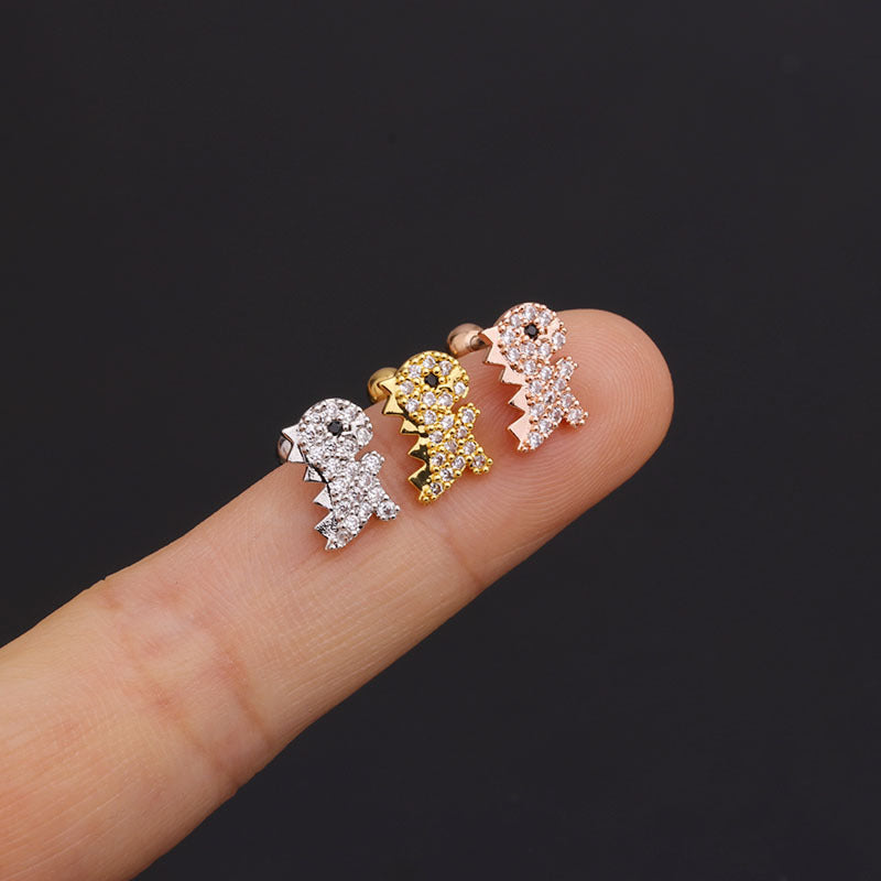 Fashion Zircon Flower Stainless Steel Statement Earrings