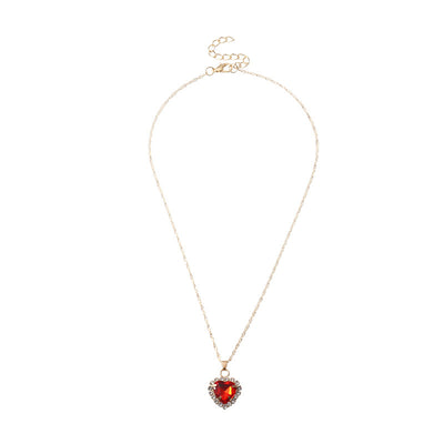 Fashion Zircon Glass Heart Pendant Necklace