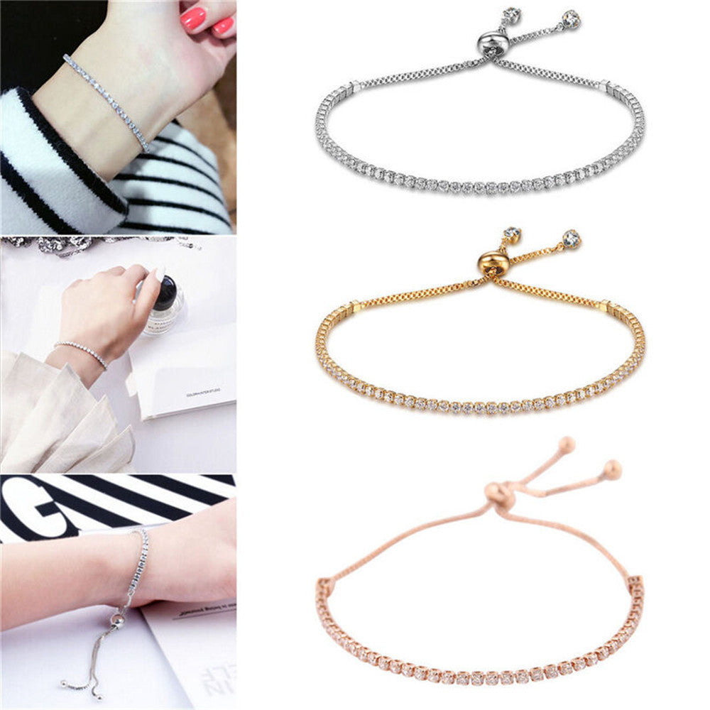 Fashion Geometric Zircon Tennis Adjustable Bracelet