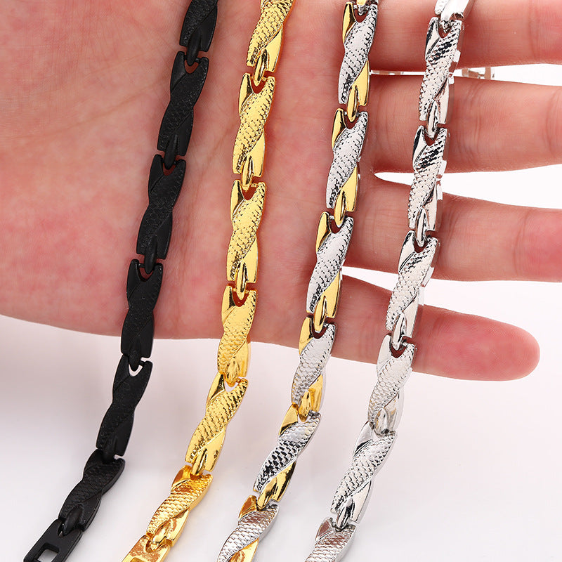 Geometric Alloy Plated Unisex Dragon Pattern Bracelet 7mm Wide