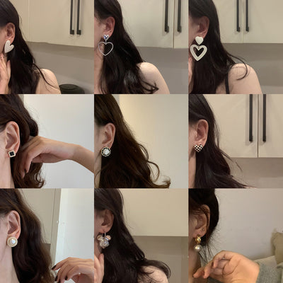 Fashion Asymmetric Heart Geometric Alloy Stud Earrings for Women