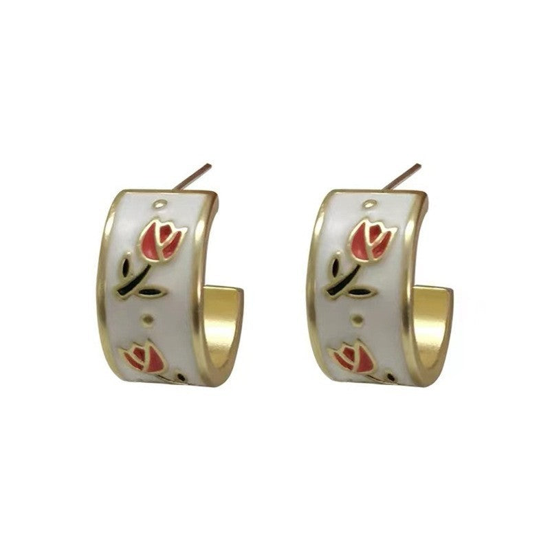 Fashion Asymmetric Heart Geometric Alloy Stud Earrings for Women