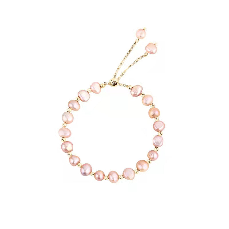 Fashion Baroque Freshwater Pearl Beaded Adjustable Bracelet