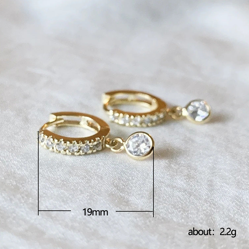 Fashion Geometric Circle Zircon Copper Gold-Plated Earrings