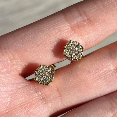 Geometric Zirconia Hip Hop Copper Stud Earrings