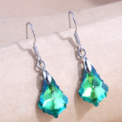 Fashion Geometric Crystal Leaf Copper Earrings
