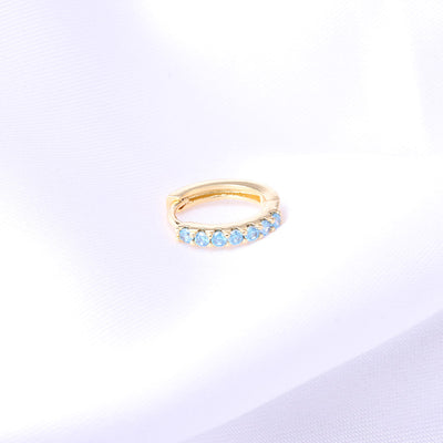 Fashion Geometric Zircon Inlaid Copper Earrings - Colorful Korean Style Pierced Ear Cuff