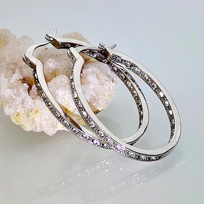 Fashion Geometric Zircon Inlaid Large Hoop Earrings with S925 Silver Needle