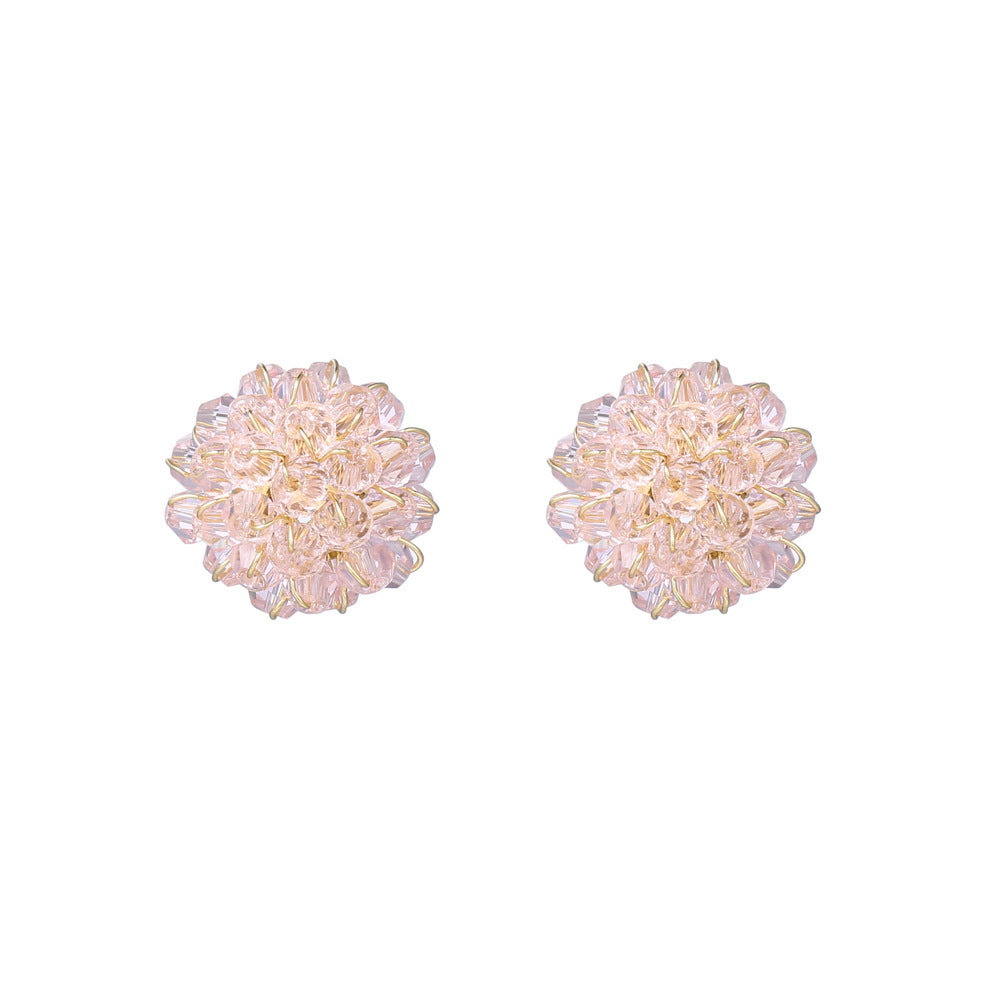 Fashion Geometric Crystal Flower Resin Earrings with S925 Silver Studs