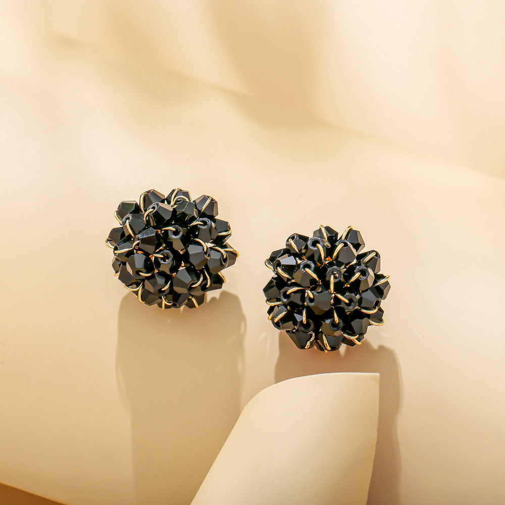 Fashion Geometric Crystal Flower Resin Earrings with S925 Silver Studs