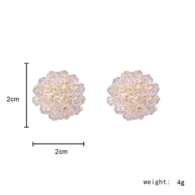 Fashion Geometric Crystal Flower Resin Earrings with S925 Silver Studs