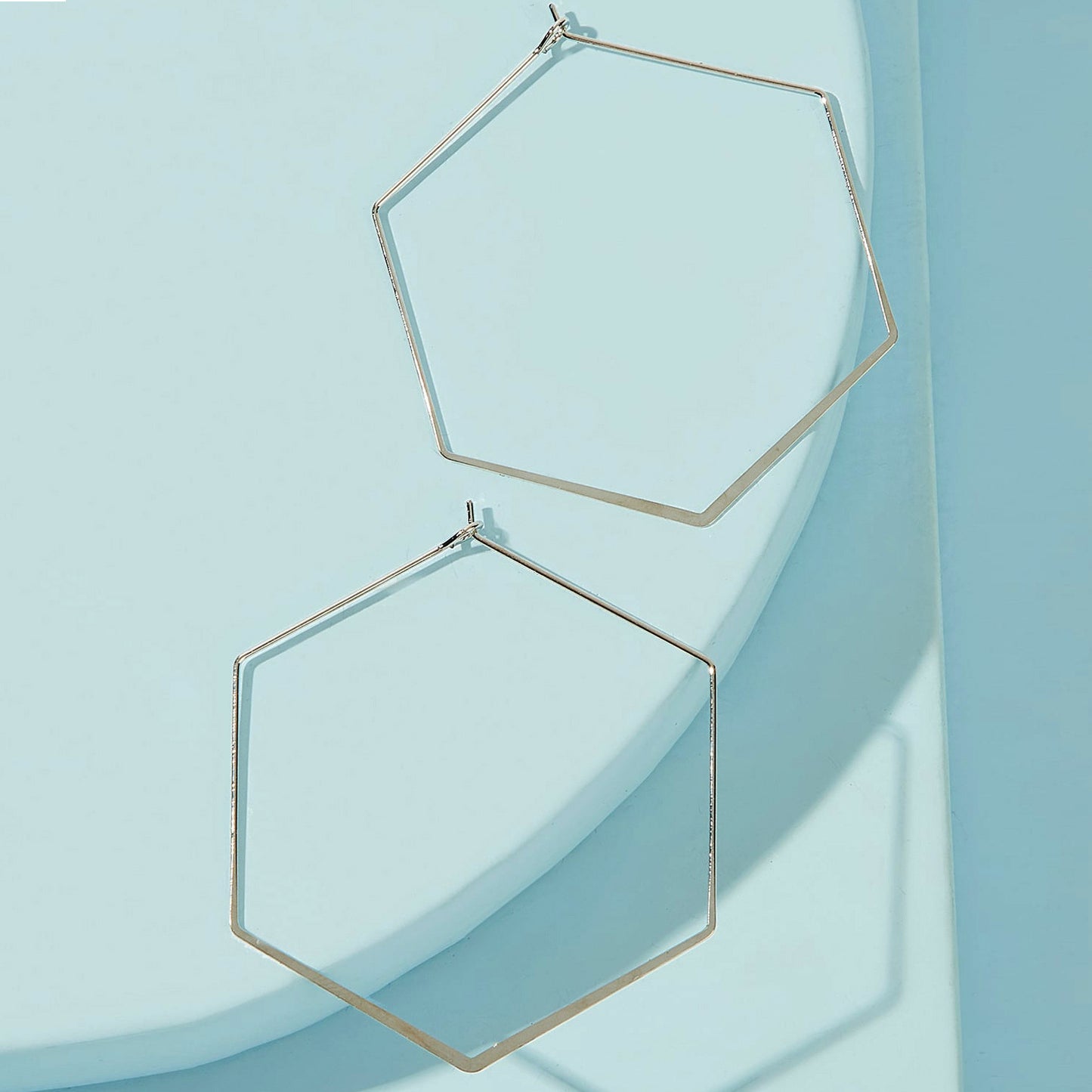 Geometric Hexagon Alloy Hoop Earrings for Women