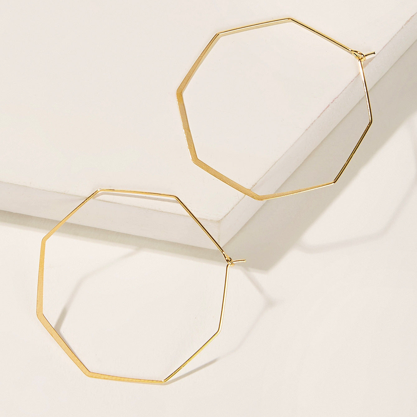 Geometric Hexagon Alloy Hoop Earrings for Women