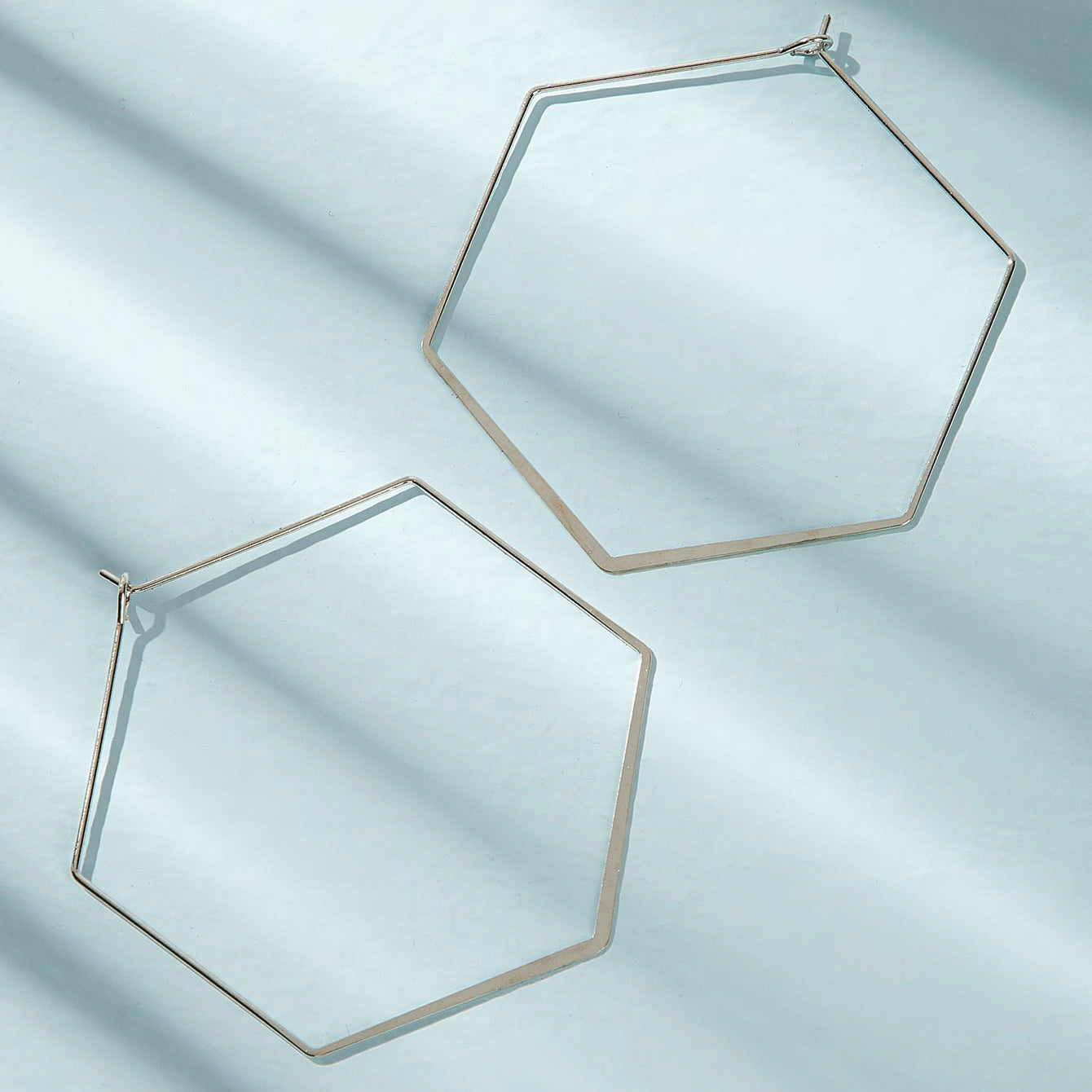 Geometric Hexagon Alloy Hoop Earrings for Women