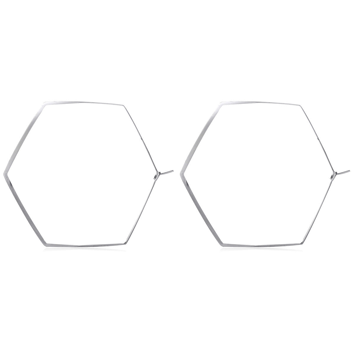 Geometric Hexagon Alloy Hoop Earrings for Women