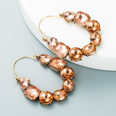 Geometric Rhinestone Inlaid Alloy Statement Earrings