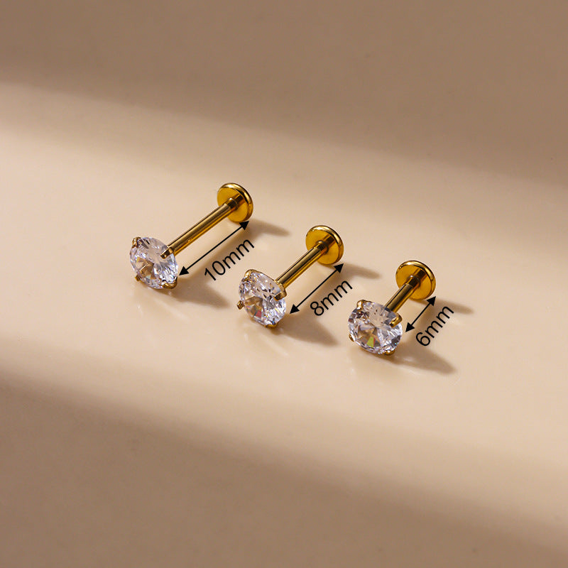 Geometric Zircon Stainless Steel Lip and Ear Stud Piercing Jewelry