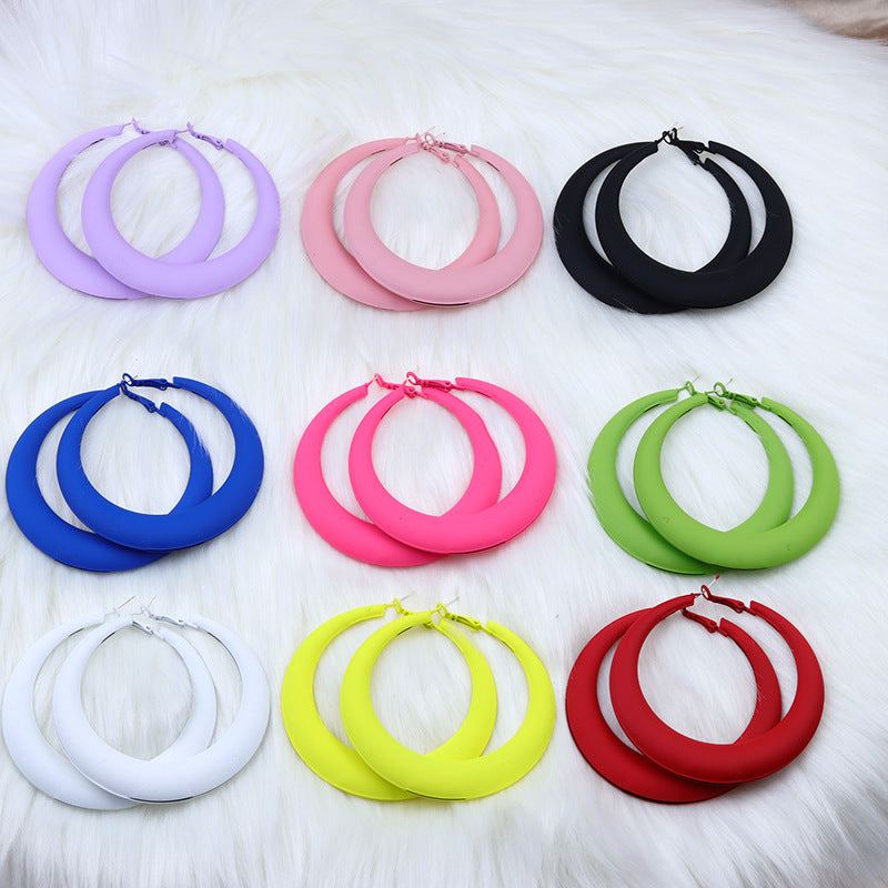 Geometric Metal Colorful Hoop Earrings for Women