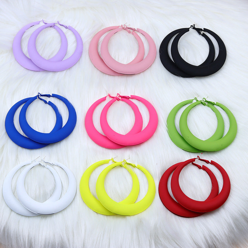 Geometric Metal Colorful Hoop Earrings for Women