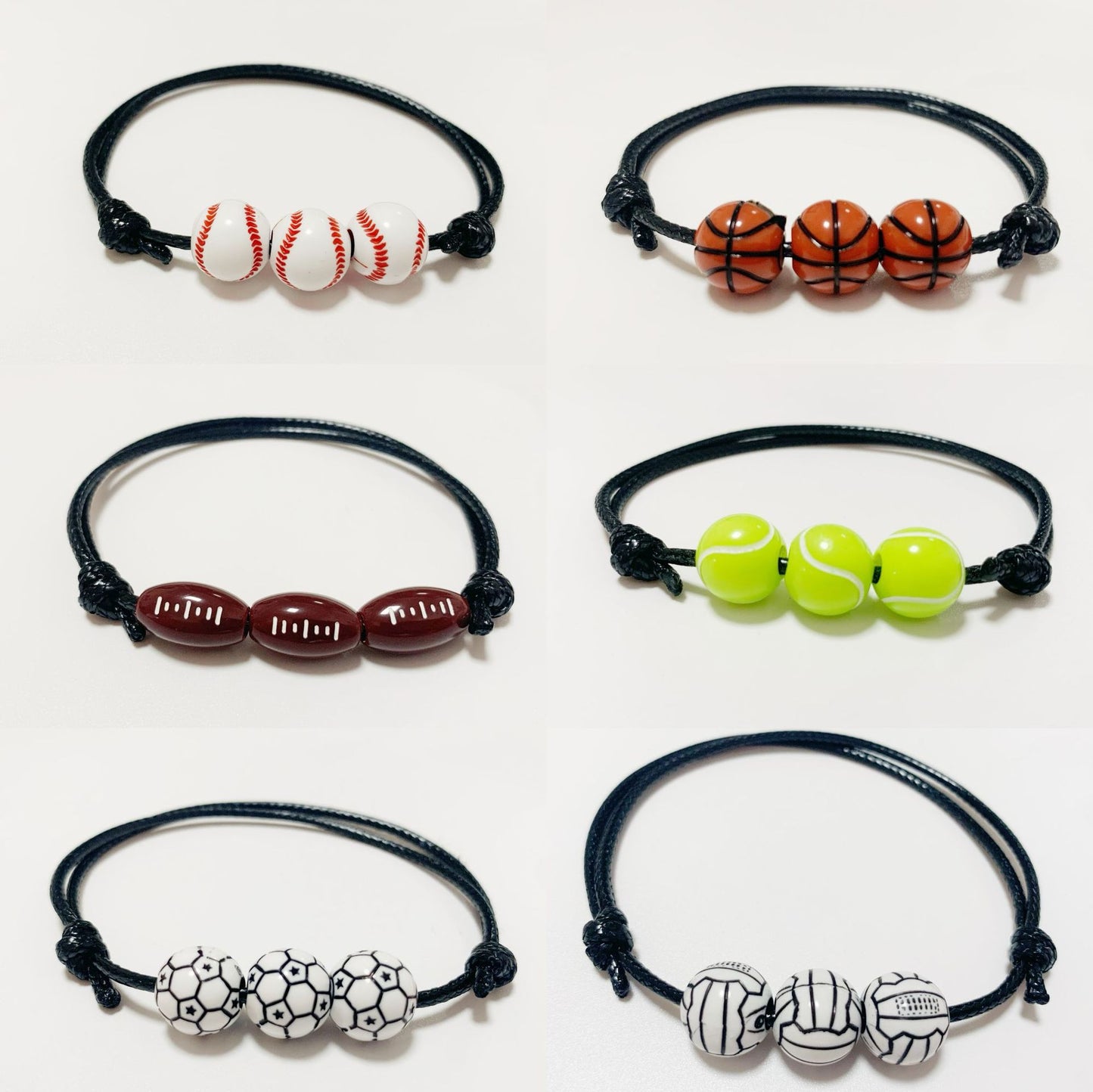 Geometric Resin Sports Beaded Bracelet Set for Unisex