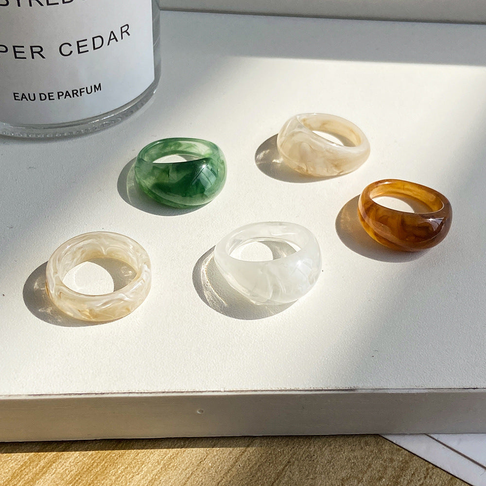 Geometric Resin Transparent Minimalist Women's Rings