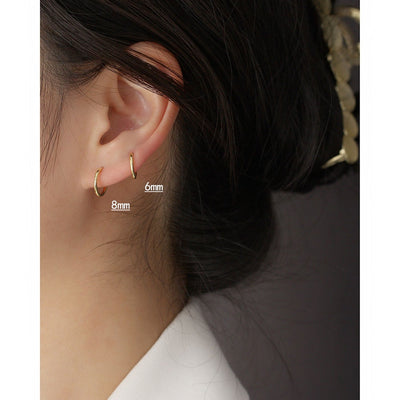 Geometric Silver Plated Hoop Earrings with Titanium Piercing Design