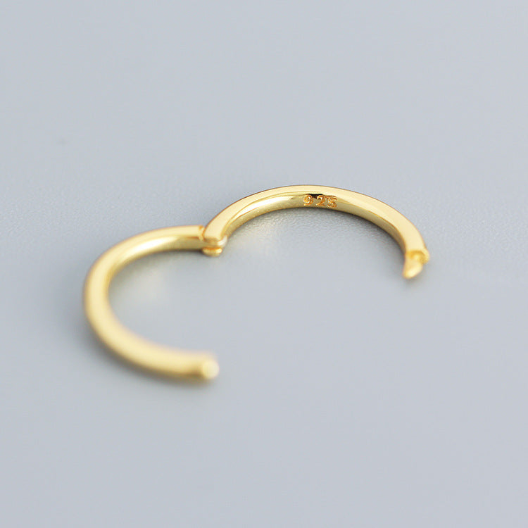 Geometric Silver Plated Hoop Earrings with Titanium Piercing Design