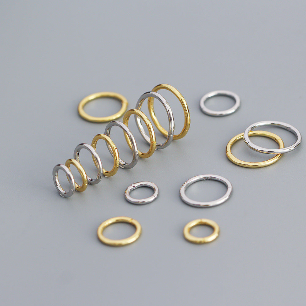 Geometric Silver Plated Hoop Earrings with Titanium Piercing Design