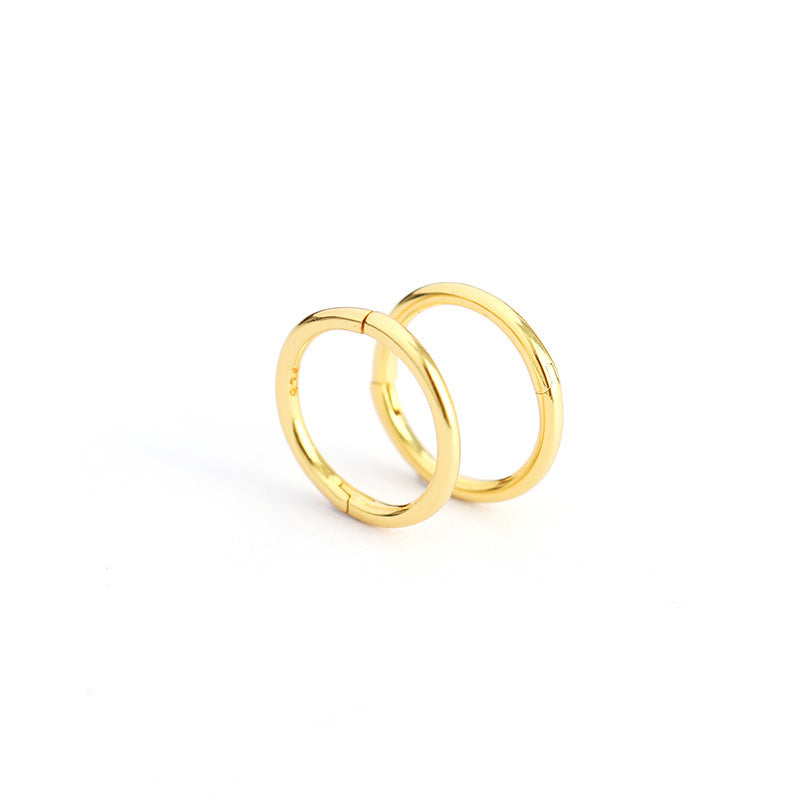 Geometric Silver Plated Hoop Earrings with Titanium Piercing Design
