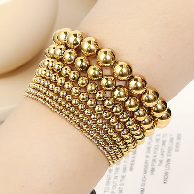 Geometric Stainless Steel Beaded Elastic Bracelet for Women
