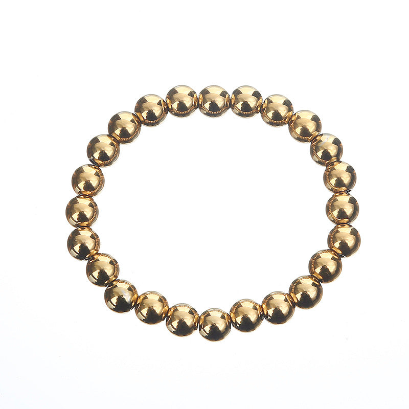 Geometric Stainless Steel Beaded Elastic Bracelet for Women
