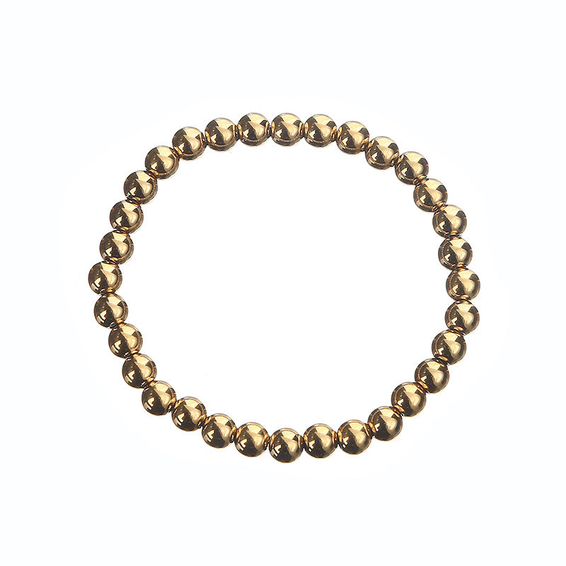 Geometric Stainless Steel Beaded Elastic Bracelet for Women