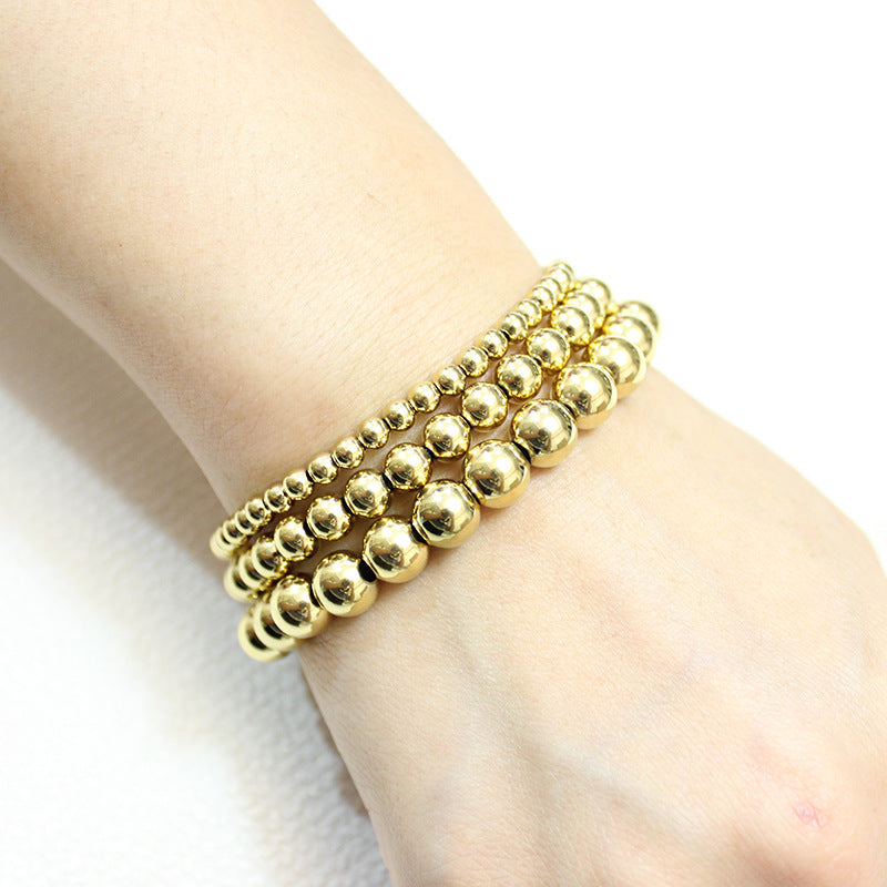 Geometric Stainless Steel Beaded Elastic Bracelet for Women