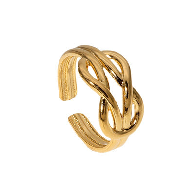 Fashion Adjustable Geometric Stainless Steel Open Ring for Women