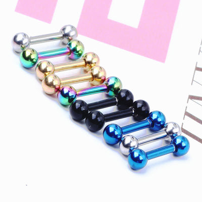 Geometric Stainless Steel Barbell Earrings Studs