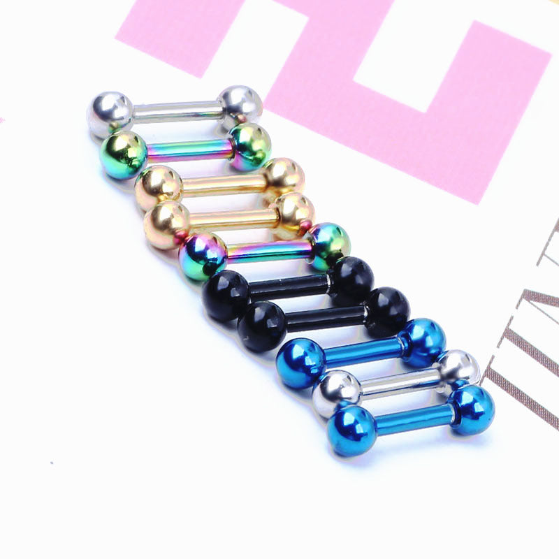 Geometric Stainless Steel Barbell Earrings Studs