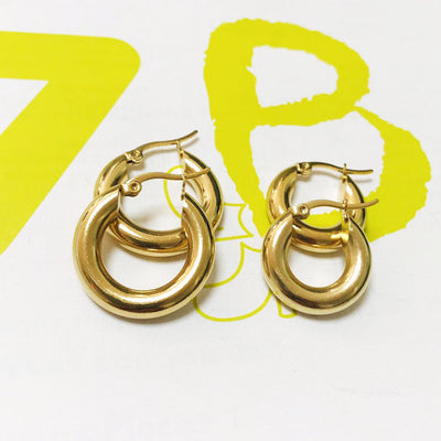 Geometric Stainless Steel Gold Plated Hoop Earrings