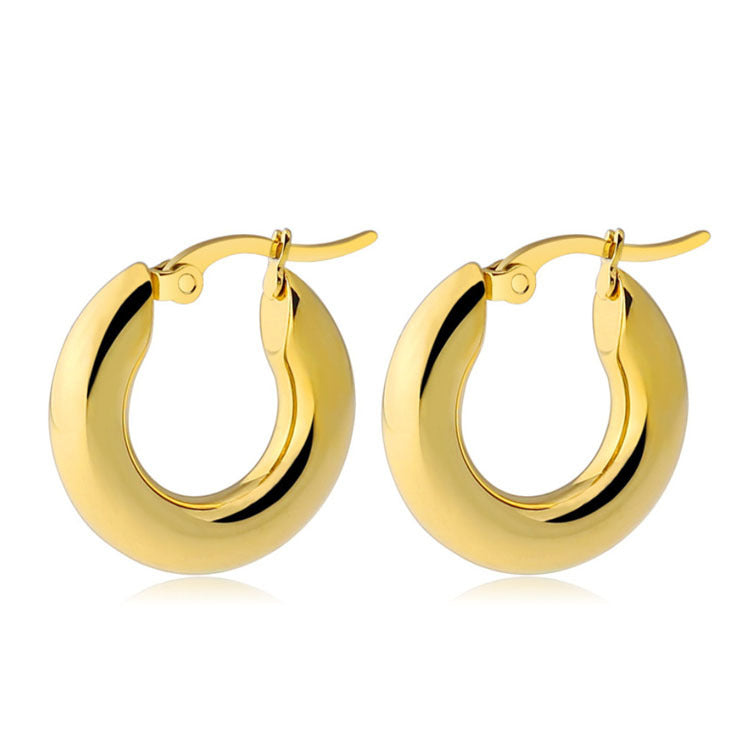 Geometric Stainless Steel Gold Plated Hoop Earrings