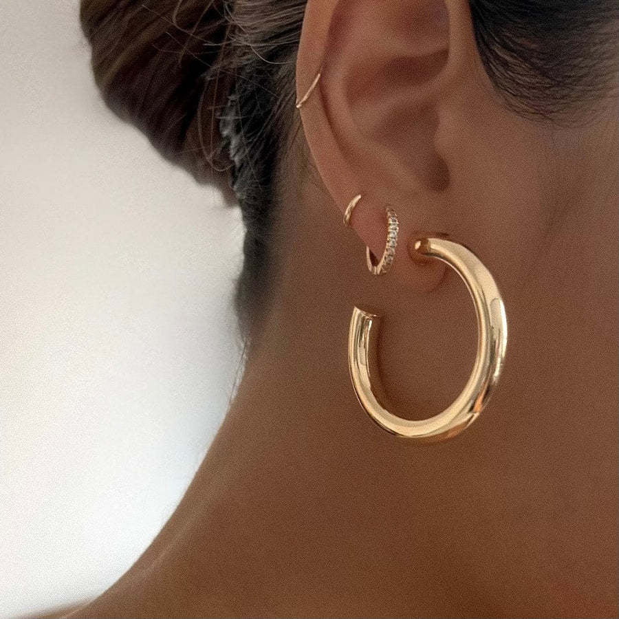 Geometric Stainless Steel Hoop Earrings - Vintage Style Large Circle Design