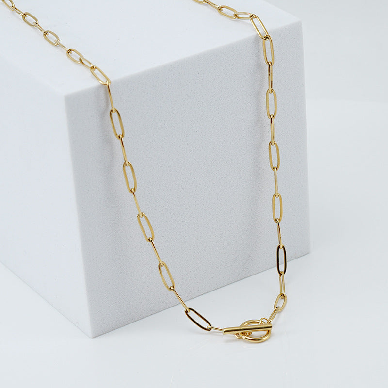 Geometric Gold Plated Stainless Steel Clavicle Chain Necklace