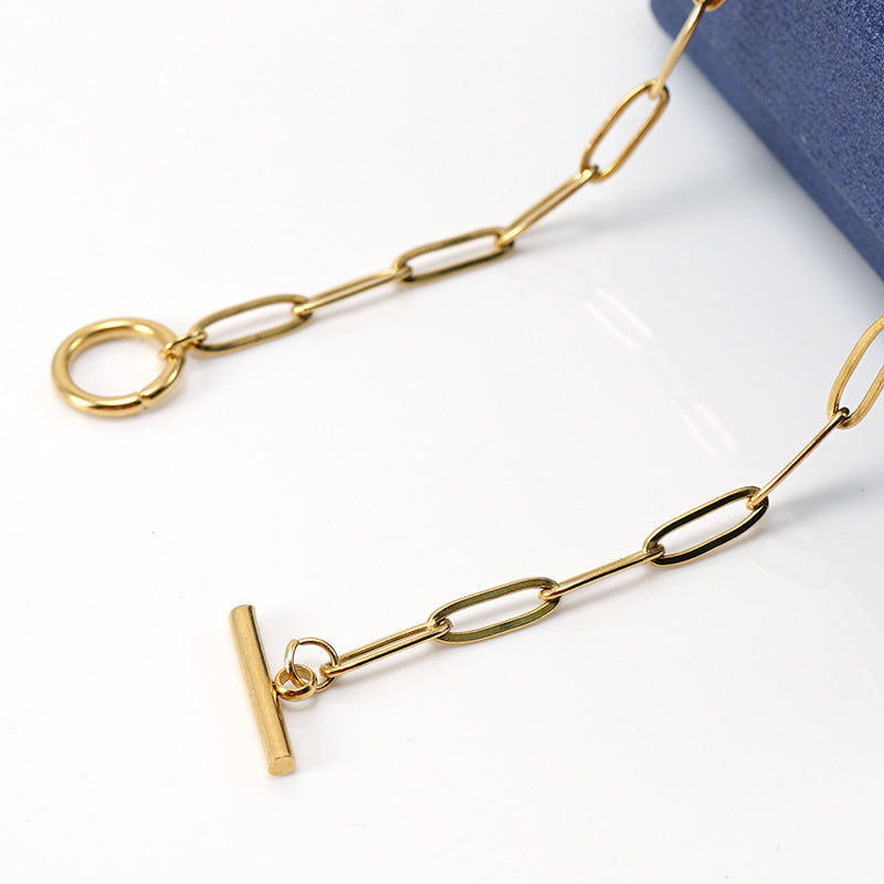 Geometric Gold Plated Stainless Steel Clavicle Chain Necklace