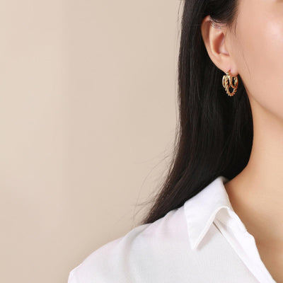 Geometric Twisted Stainless Steel Hoop Earrings - Gold Plated Vintage Design