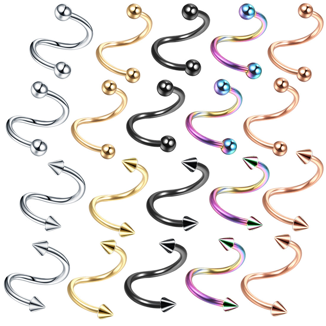 Geometric Stainless Steel S-Shaped Lip and Nose Ring Piercing Jewelry