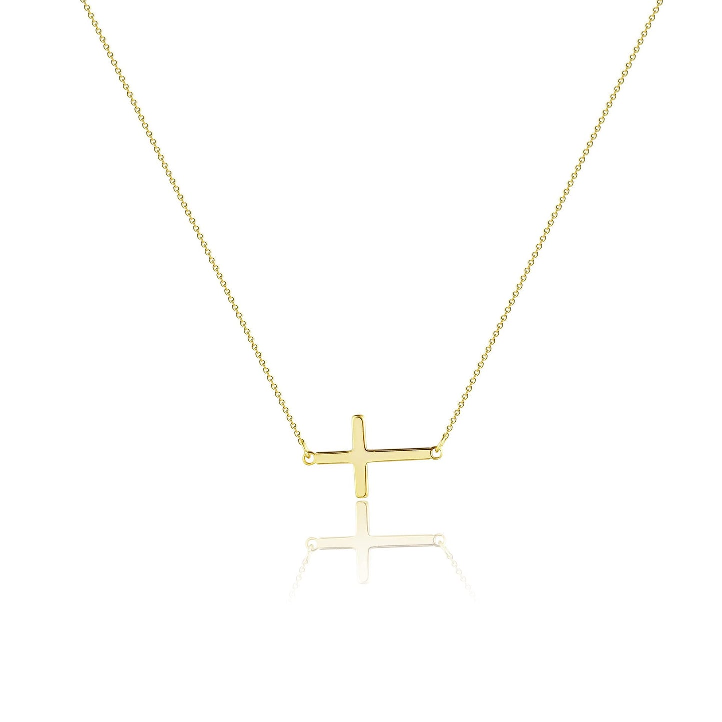 Geometric Stainless Steel and S925 Silver Cross Pendant Necklace