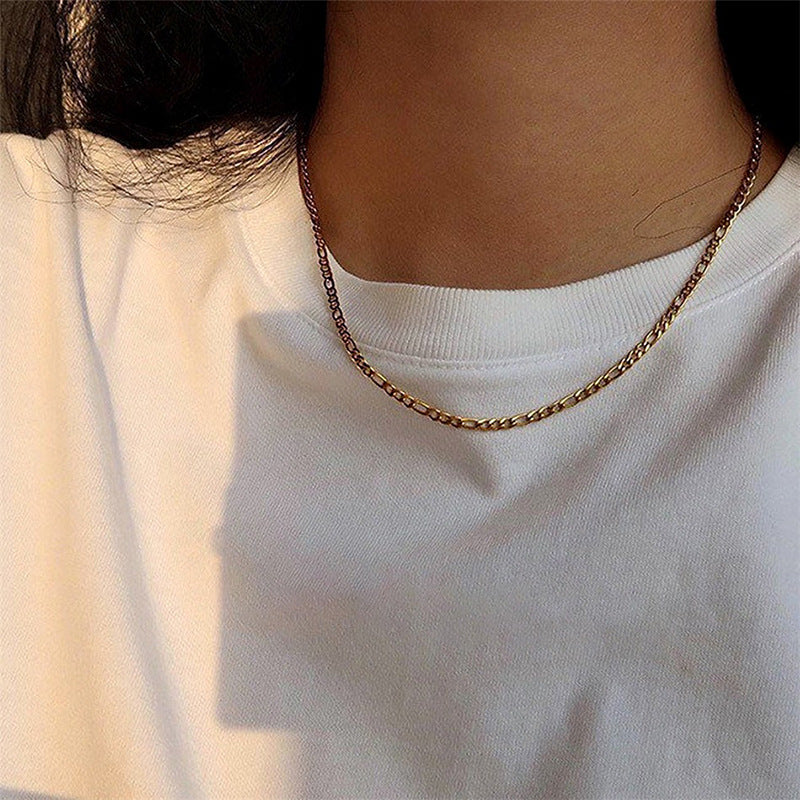 Fashion Geometric Figaro Stainless Steel Plated Layered Necklace