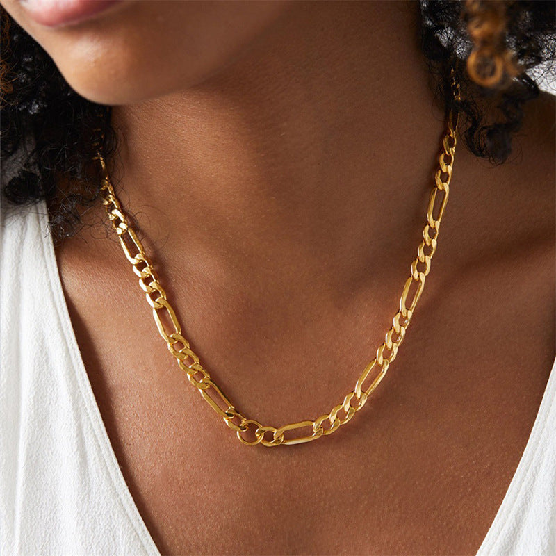 Fashion Geometric Figaro Stainless Steel Plated Layered Necklace